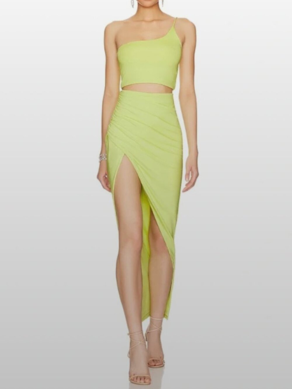 Superdown Lime Green Two-Piece Set - Draped Top & Maxi - Size S